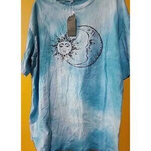 Remidoo Tie Dye Sun Moon Psychedelic Soft Oversized Shirt Graphic Large NWT B15